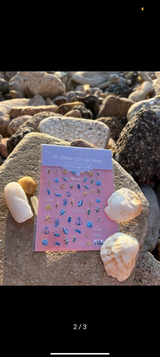 Pastel Mavi Deniz Temalı Tırnak Süslemeleri - Görsel 2