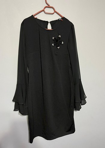 Uzun Kollu Siyah Gotik Elbise - Görsel 2