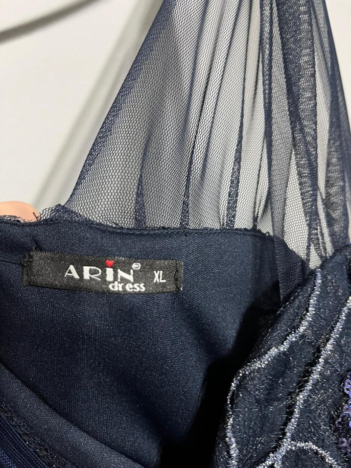 Lacivert Payetli Uzun Abiye Elbise - Görsel 3