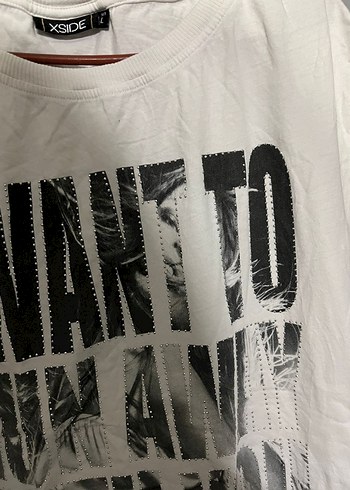 Beyaz Baskılı Rock Punk Tişört - Görsel 2
