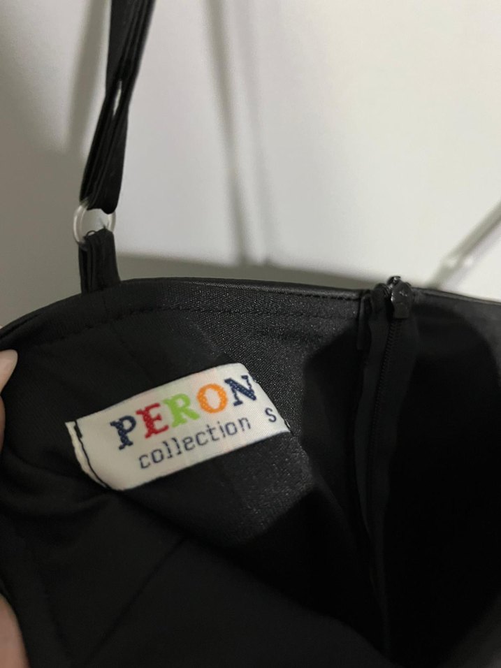 Mor Siyah Askılı Midi Abiye Elbise - Görsel 3