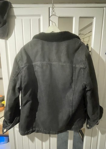 Siyah Kürklü Oversize Denim Ceket - Görsel 3