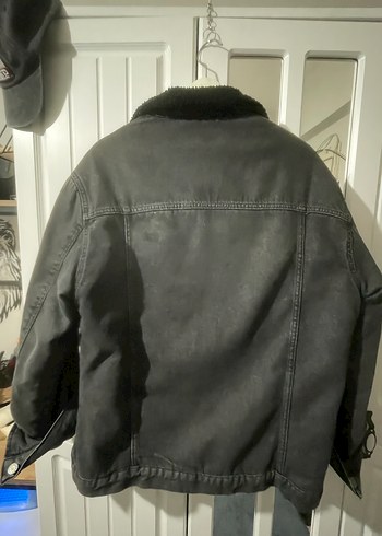 Siyah Kürklü Oversize Denim Ceket - Görsel 4