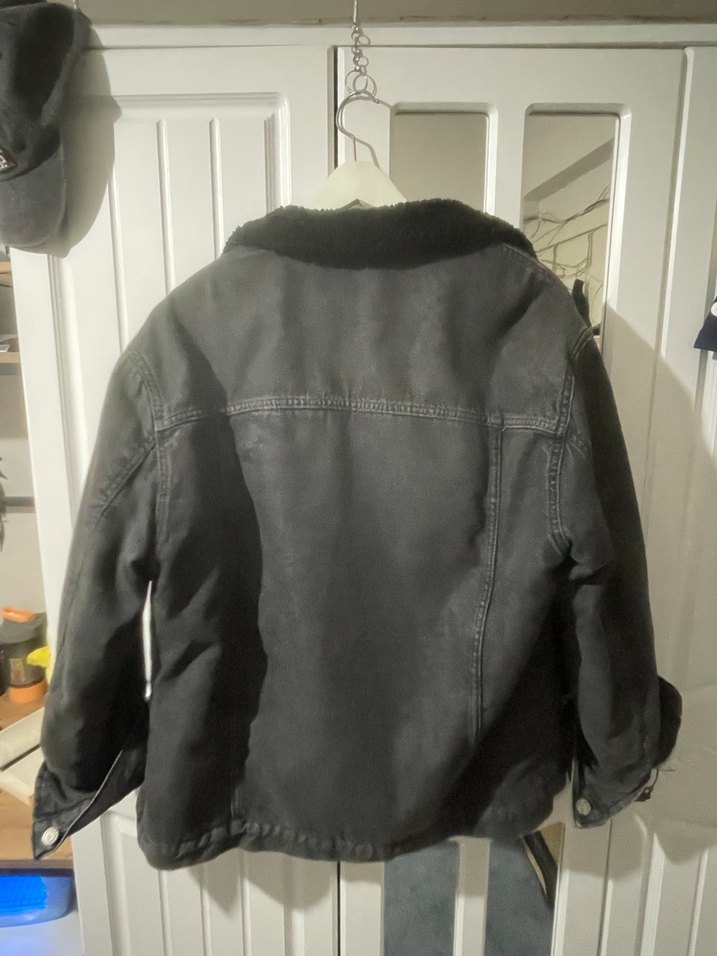 Siyah Kürklü Oversize Denim Ceket - Görsel 3