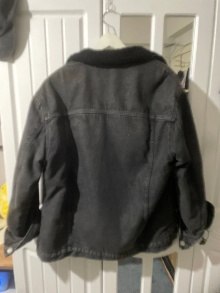 Siyah Kürklü Oversize Denim Ceket - Görsel 2