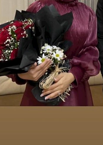 Vişne  çürüğü Uzun Abiye Elbise - Görsel 2