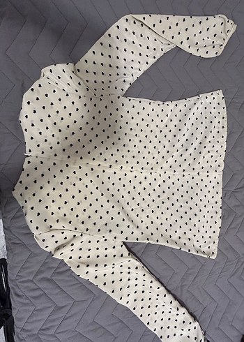 Uzun Kollu Kalp Desenli Kadın Bluz - Görsel 5