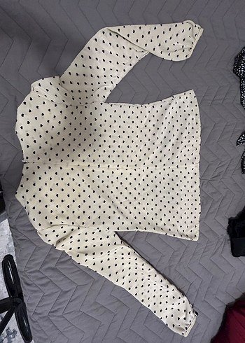 Uzun Kollu Kalp Desenli Kadın Bluz - Görsel 4