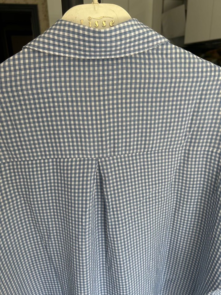 Gri Pamuklu Uzun Kollu Düğmeli Kadın Gömlek - Görsel 4