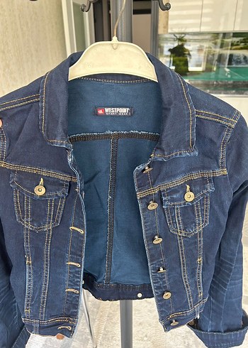 Kadın Lacivert Düğmeli Denim Ceket - Görsel 2