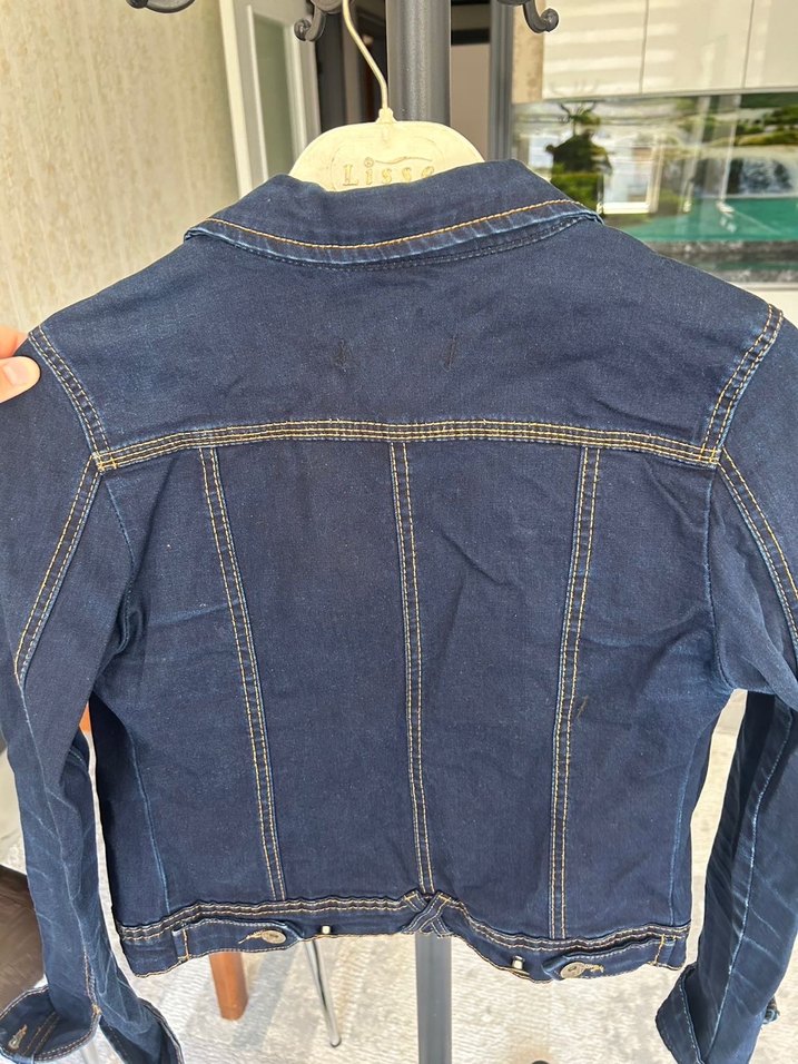 Kadın Lacivert Düğmeli Denim Ceket - Görsel 3
