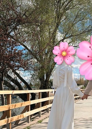 Uzun Beyaz Vintage Düğün Elbisesi - Görsel 4