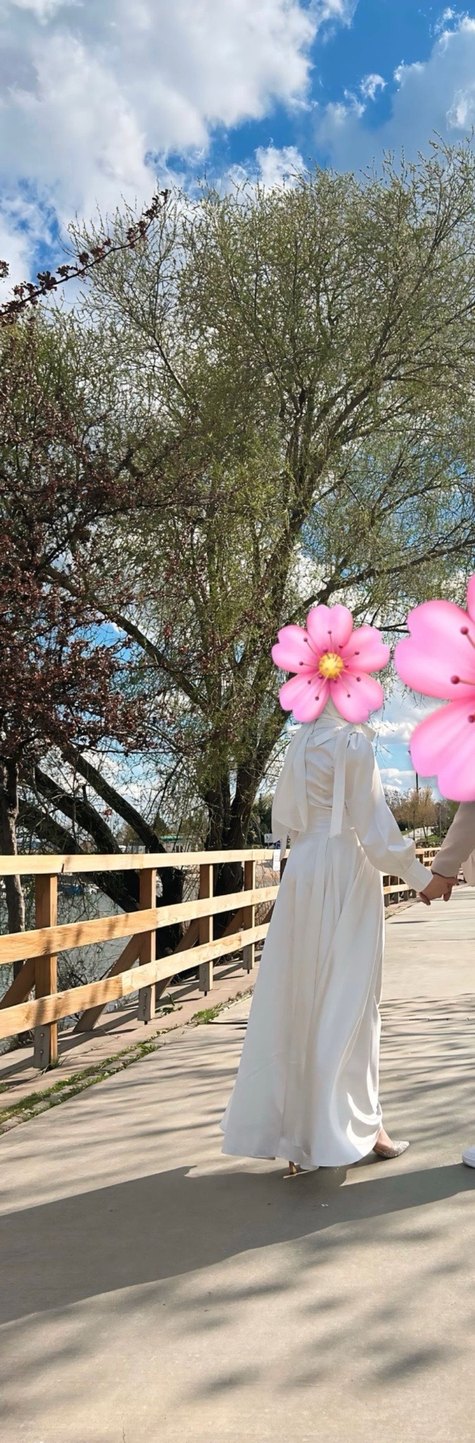 Uzun Beyaz Vintage Düğün Elbisesi - Görsel 4