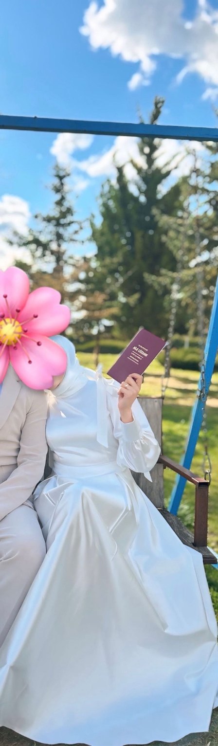 Uzun Beyaz Vintage Düğün Elbisesi - Görsel 3