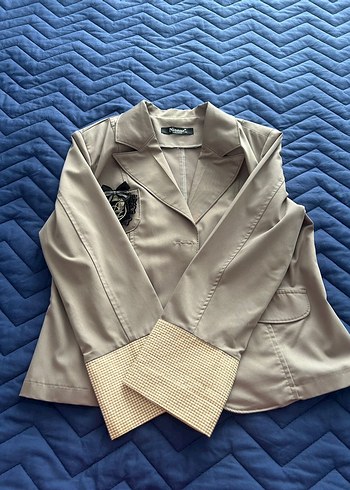 Düğmeli Bej Kadın Blazer Ceket - Görsel 2