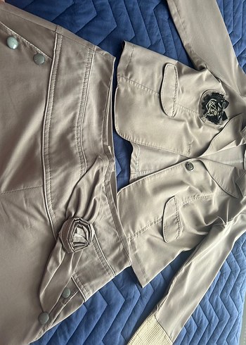 Düğmeli Bej Kadın Blazer Ceket - Görsel 5