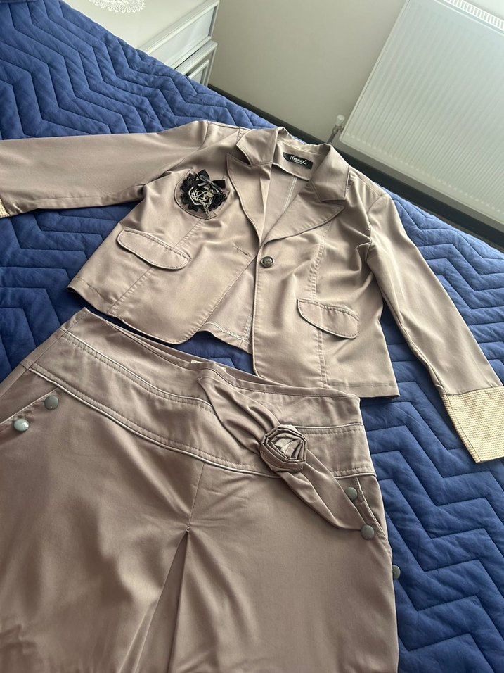 Düğmeli Bej Kadın Blazer Ceket - Görsel 3