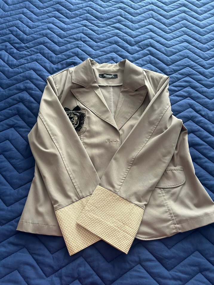 Düğmeli Bej Kadın Blazer Ceket - Görsel 2