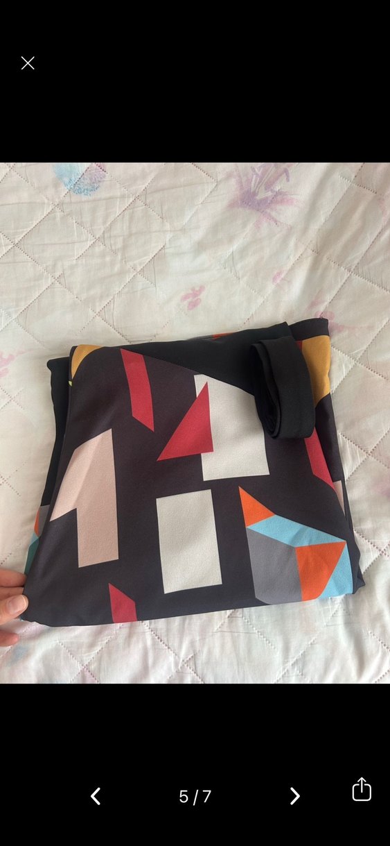 Uzun Kol, Yüksek Yakalı Çok Renkli Kadın Elbise - Görsel 5