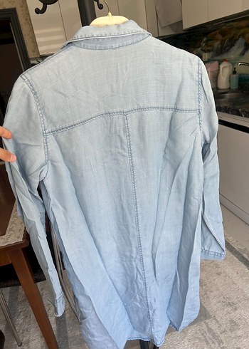 Düğmeli Uzun Kollu Denim Kadın Gömlek - Görsel 8