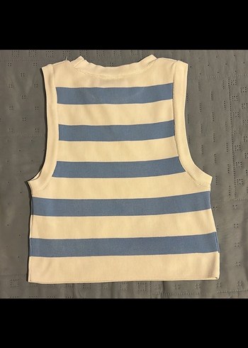 Mavi Çizgili Yüksek Yakalı Kadın Atlet - Görsel 2