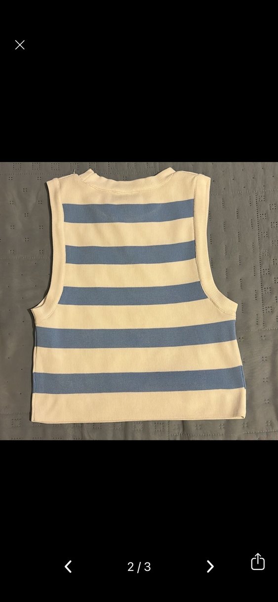 Mavi Çizgili Yüksek Yakalı Kadın Atlet - Görsel 2