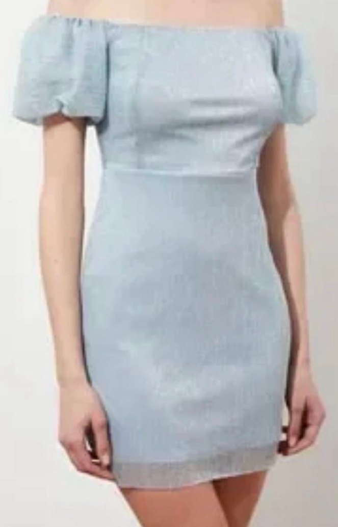 Gri Pliseli Midi Straplez Abiye Elbise - Görsel 4