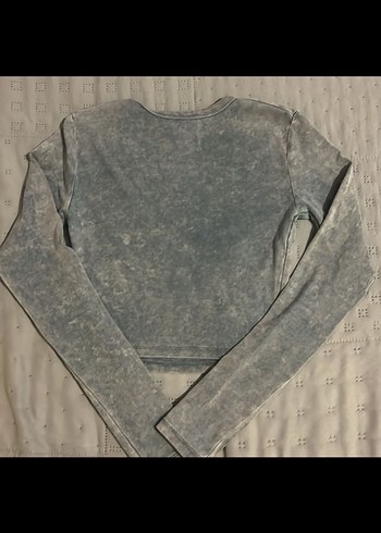 Kemer Detaylı Gri Uzun Kollu Kız Kot Gömlek - Görsel 2