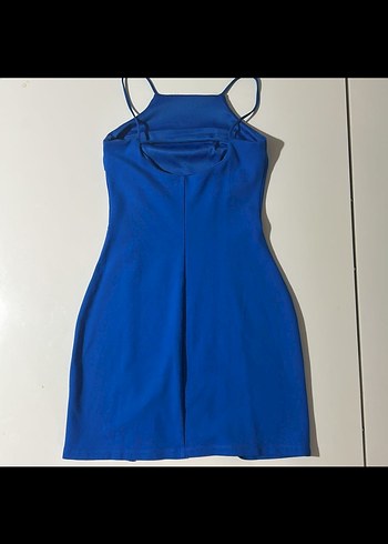 Mavi İnce Askılı Midi Elbise - Görsel 2