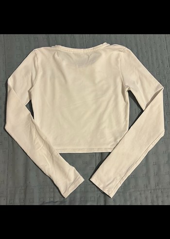 Mavi Baskılı Beyaz Uzun Kollu Kadın Tişört - Görsel 2