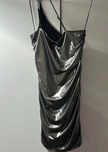 Yılan Desenli Siyah Drapeli Uzun Abiye Elbise - Görsel 3