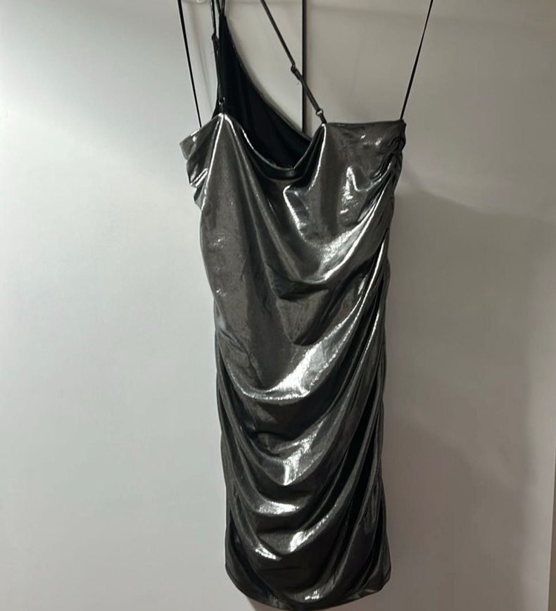 Yılan Desenli Siyah Drapeli Uzun Abiye Elbise - Görsel 3