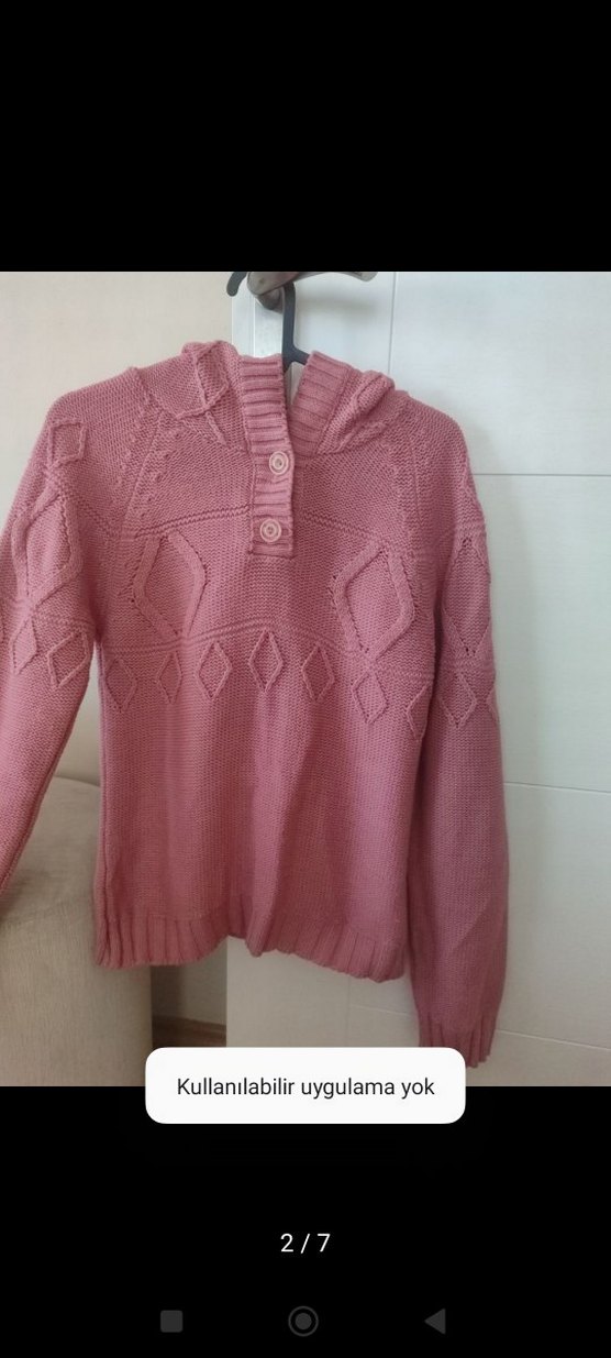 Kadın  Pembe Bohem Örgü Hırka - Görsel 2