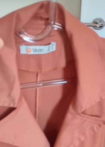 kiremit Düğmeli Uzun Kadın Trençkot - Görsel 4