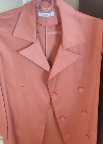 kiremit Düğmeli Uzun Kadın Trençkot - Görsel 2