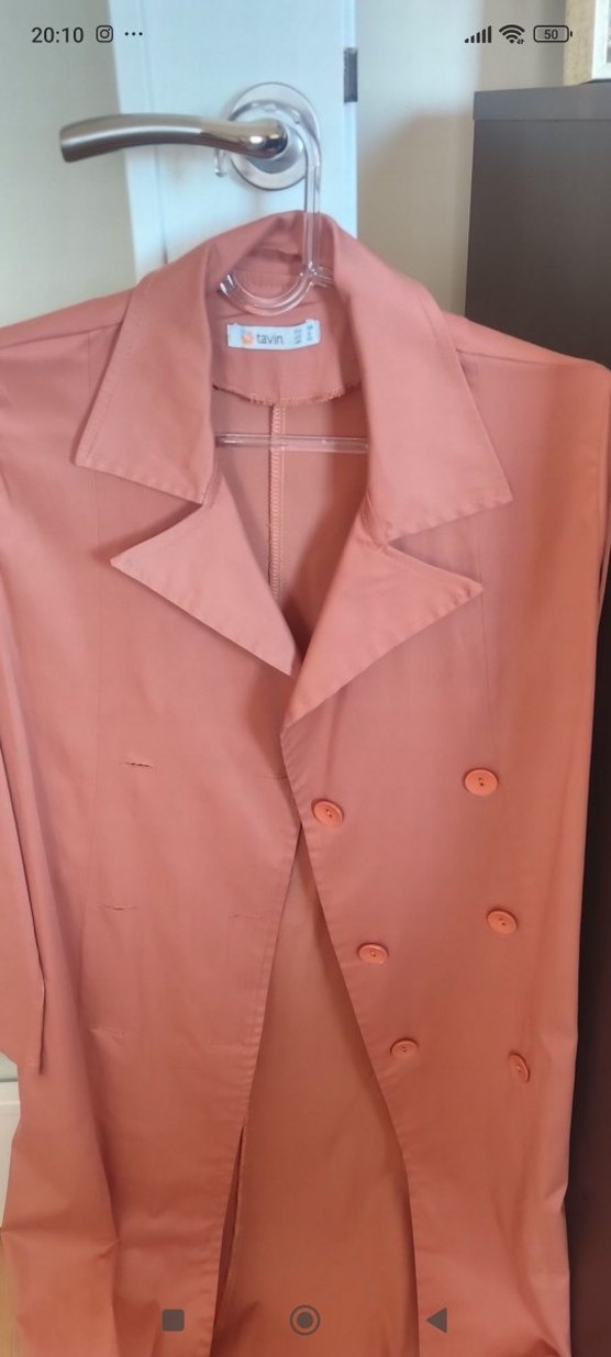 kiremit Düğmeli Uzun Kadın Trençkot - Görsel 2