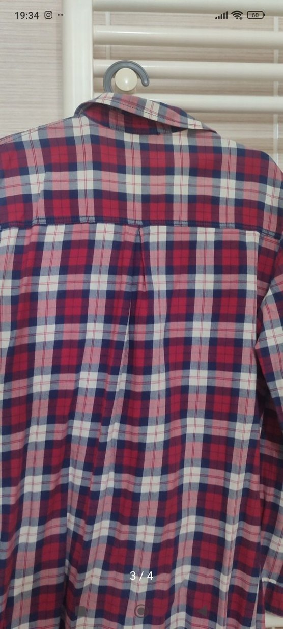 Bordo Gri Ekoseli Kadın Gömlek - Görsel 3