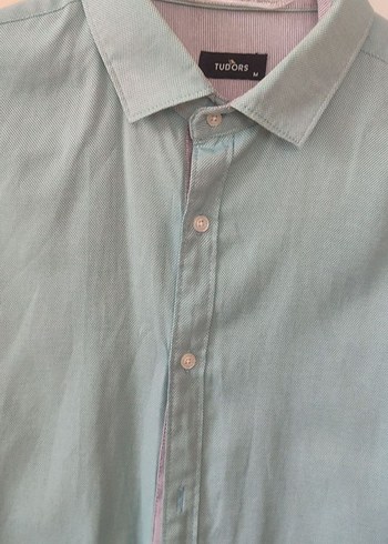 Turkuaz Düğmeli uzun Kollu Erkek Gömlek - Görsel 3