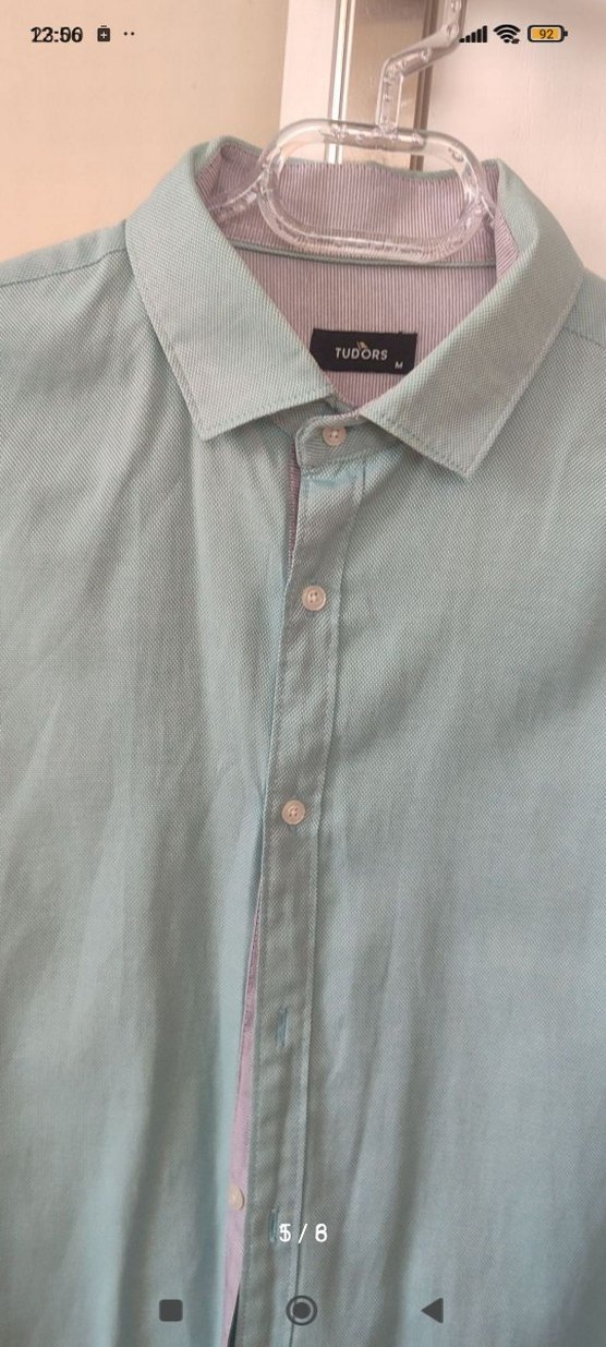 Turkuaz Düğmeli uzun Kollu Erkek Gömlek - Görsel 3