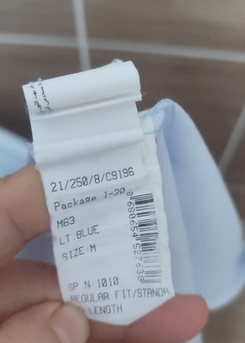 Mavi Erkek Pamuk Gömlek, Uzun Kollu, Düğmeli - Görsel 4