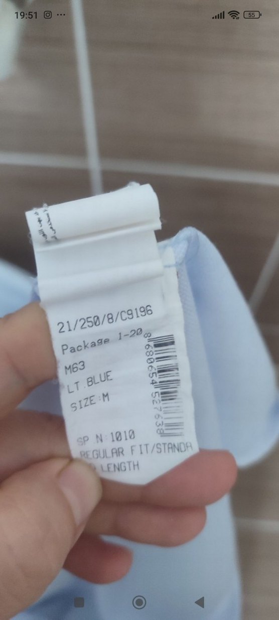 Mavi Erkek Pamuk Gömlek, Uzun Kollu, Düğmeli - Görsel 4