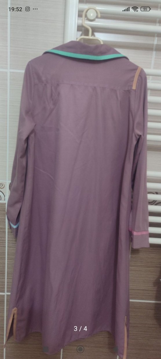 Uzun Kollu Mor Düğmeli Kadın Tunik - Görsel 3