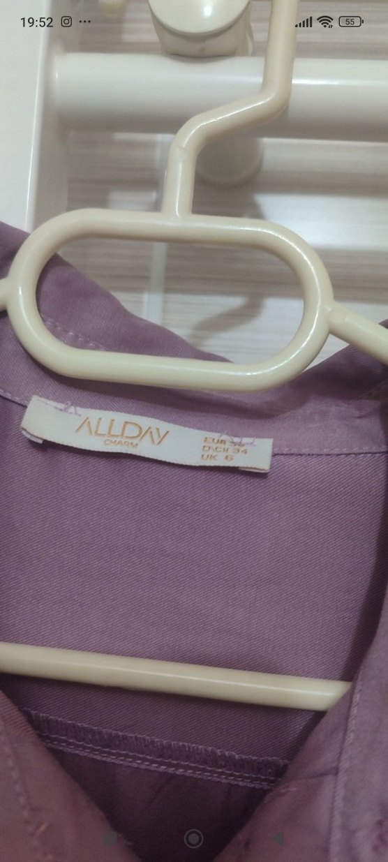 Uzun Kollu Mor Düğmeli Kadın Tunik - Görsel 2