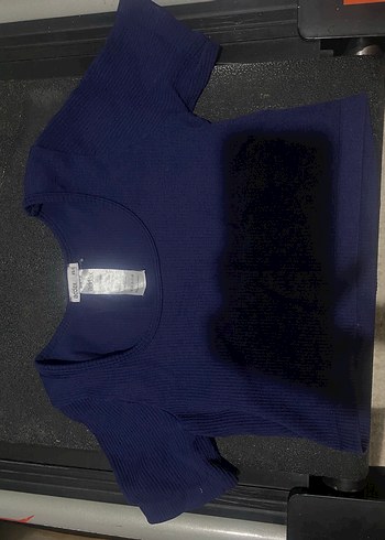 Kadın Lacivert Kısa Kollu Crop Top - Görsel 2