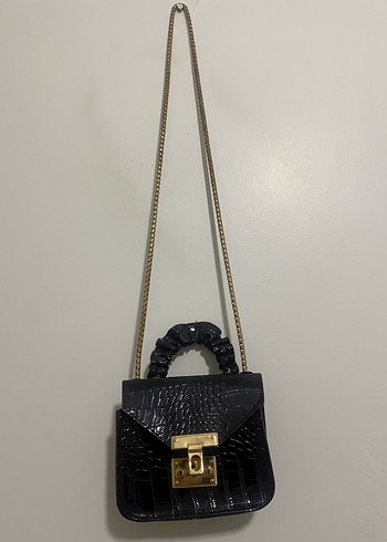 Klasik Siyah Yılan Desenli Deri Kadın Çanta - Görsel 2