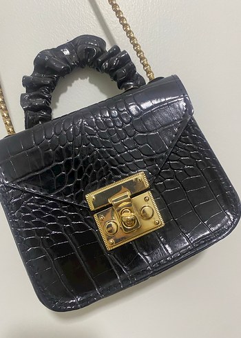 Klasik Siyah Yılan Desenli Deri Kadın Çanta - Görsel 3