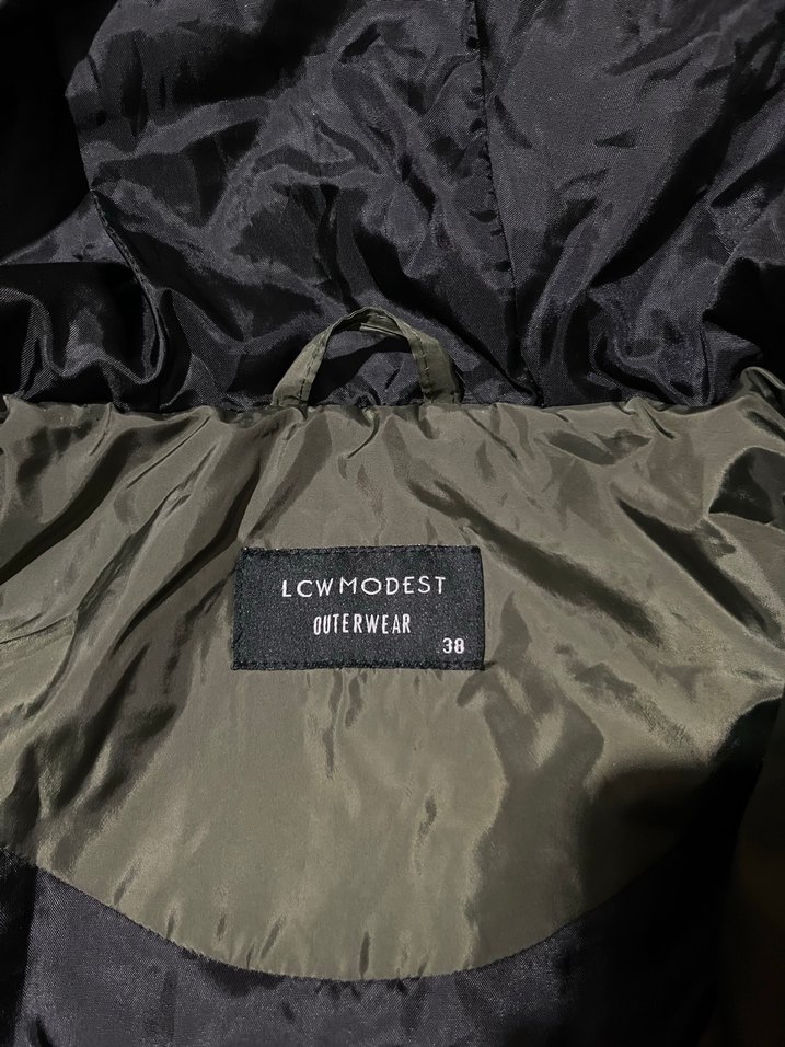 Düğmeli Uzun Kadın Mont - Haki - Görsel 3