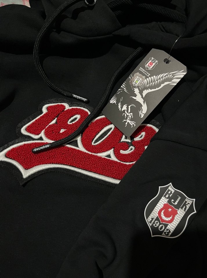 Siyah Kapüşonlu Erkek Sweatshirt orijinal beşiktaş - Görsel 2