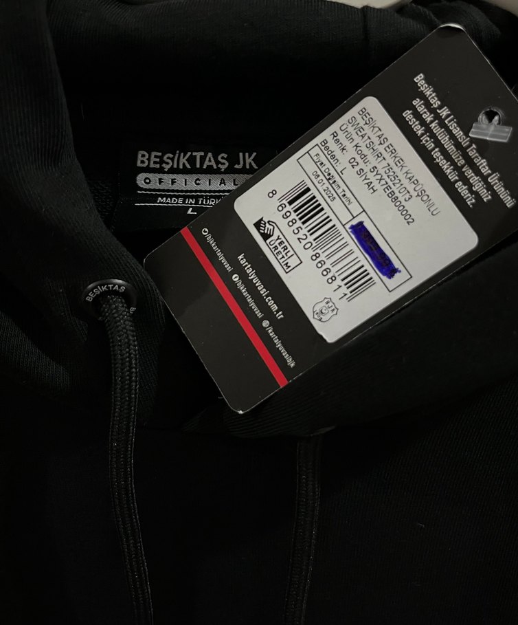 Siyah Kapüşonlu Erkek Sweatshirt orijinal beşiktaş - Görsel 4