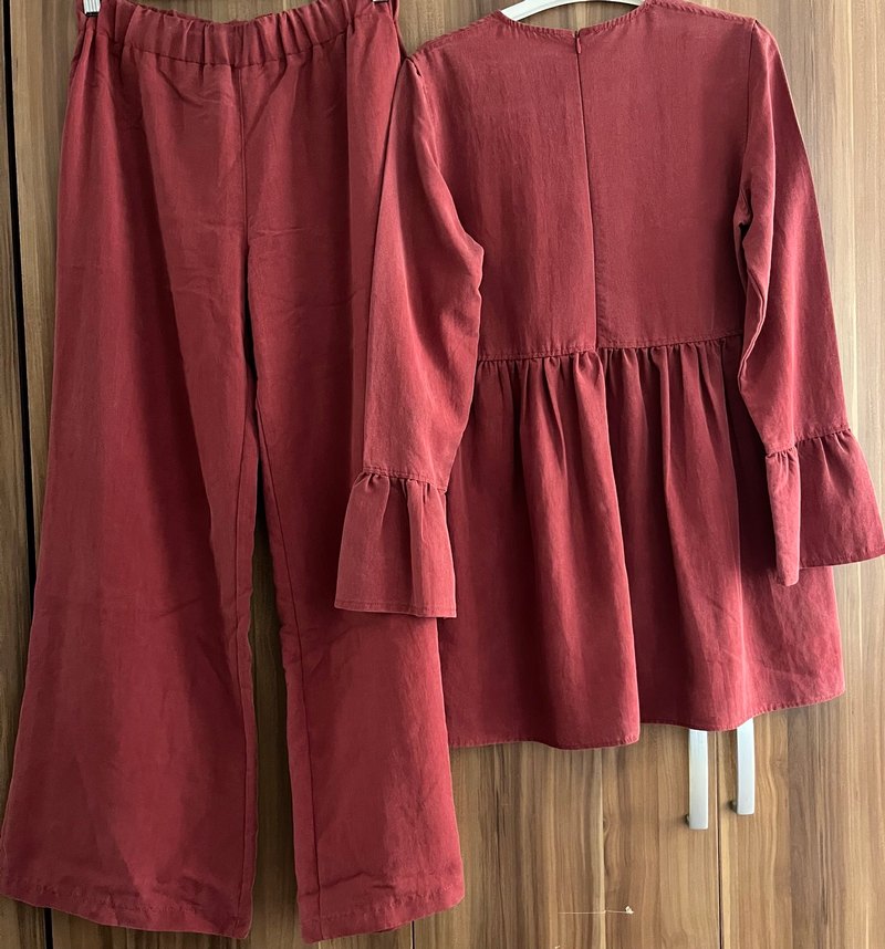 Bordo Bohem Uzun Kollu Salaş Kadın ikili takım - Görsel 2